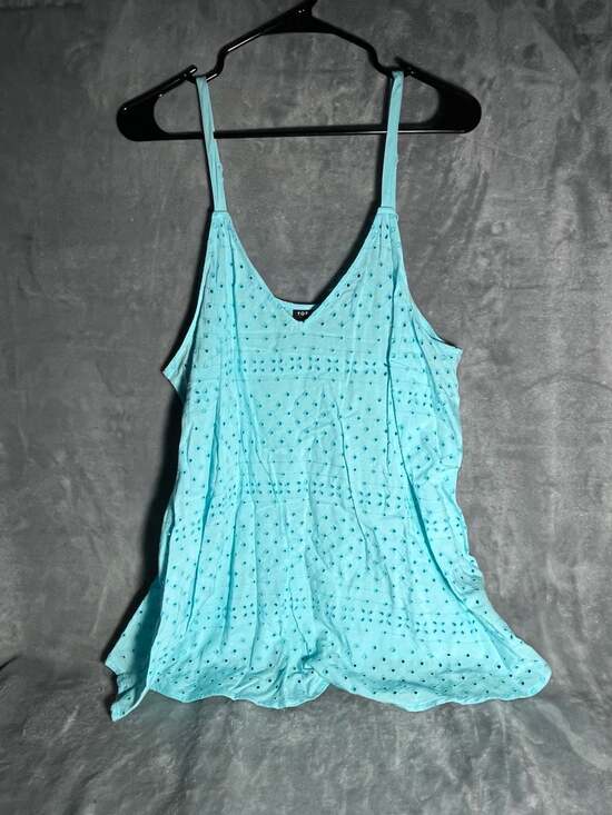 Torrid Tops - Torrid Aqua Blue Eyelet Sleeveless Tank Top